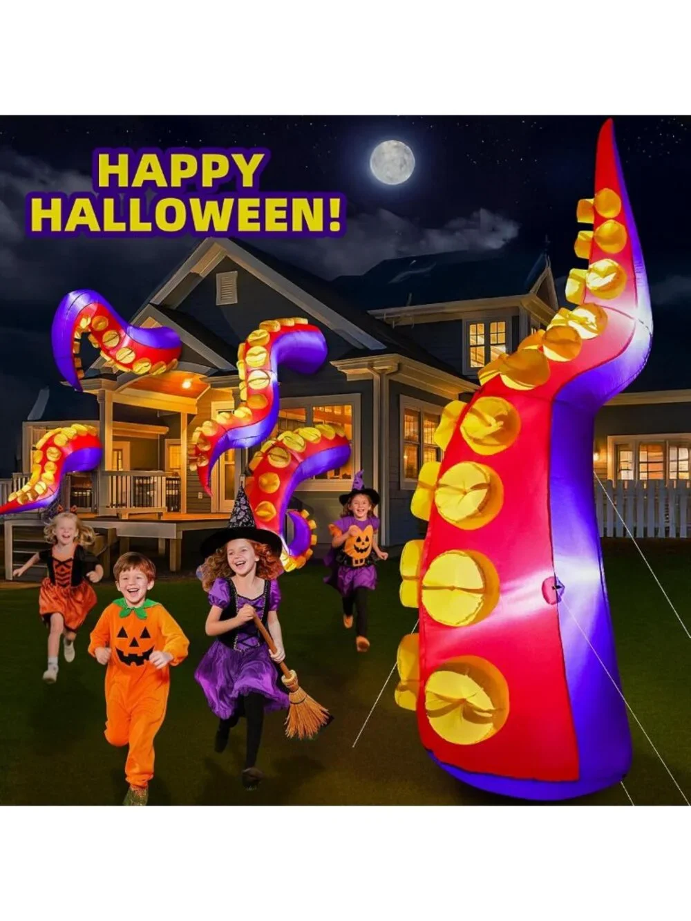 Inflatable Halloween Octopus Tentacles with LED Lights - Outdoor Yard Decoration